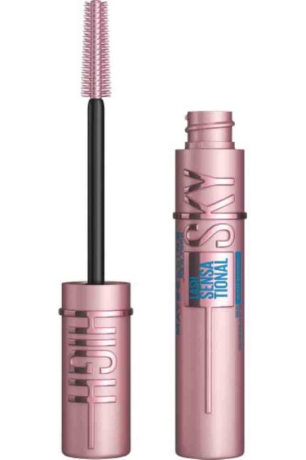 Maybelline Mascara Lash Sensational Sky High Waterproof Volumizing and Thickening Eyelash Lengthening. Flake Free Formula, 01 Very Black