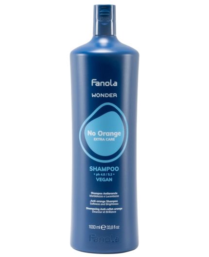 Fanola Wonder No Orange Shampoo, Neutralizing Orange Highlights Shampoo for Blonde and Light Brown Hair with Immediate Toning Action, SLS/SLES Free and Vegan, 1000ml
