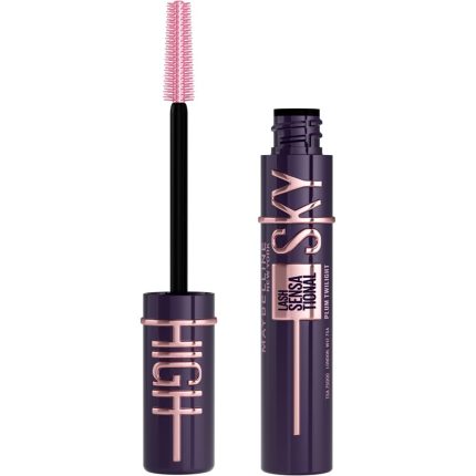 Maybelline Purple Mascara, Lash Sensational Sky High Volumizing & Thickening, Eyelash Lengthening, Flake-Free Formula, Washable Coloured Mascara, Full Volume Mascara, Colour: Plum Twilight