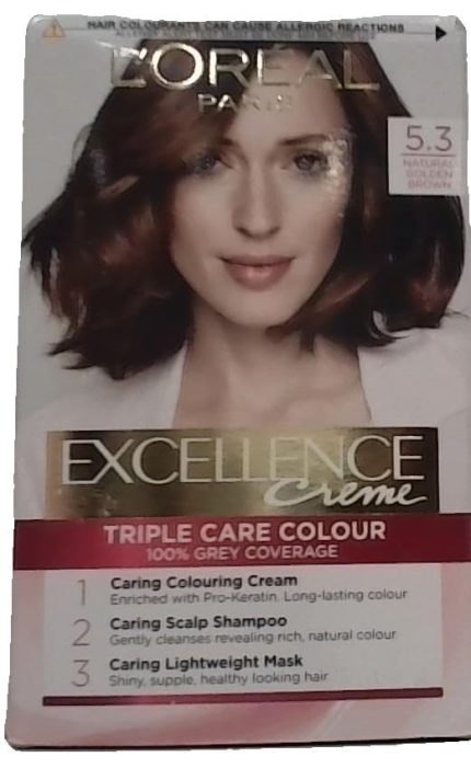 L'Oréal Paris Excellence Crème Permanent Hair Dye, Radiant At-Home Hair Colour with up to 100% Grey Coverage, Pro-Keratin, Up to 8 Weeks of Colour, Colour: 5.5 Natural Mahogany Brown
