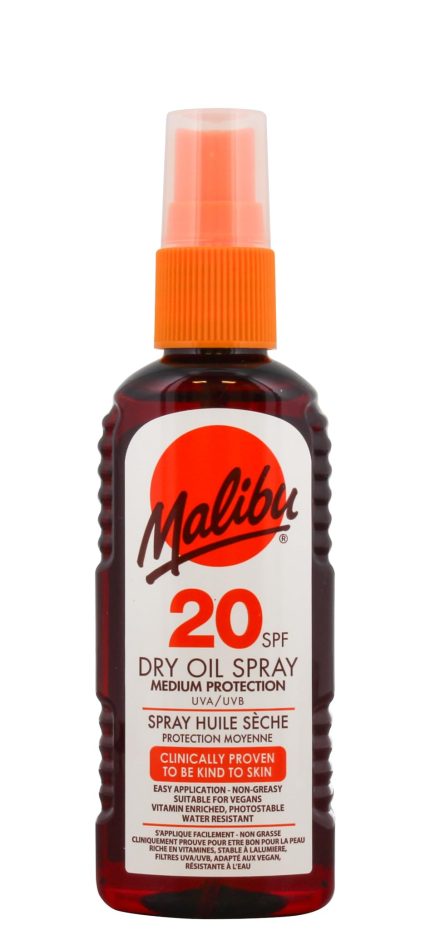 Malibu Sun SPF 20 Dry Oil Spray with Medium Protection, Water Resistant, 100ml