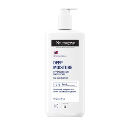 Neutrogena Norwegian Formula Deep Moisture Hypoallergenic Body Lotion (1x 400ml), Fragrance-Free Hypoallergenic Body Moisturiser for Sensitive and Dry Skin, Provides 48-Hour Moisturisation
