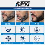 Just For Men 1-Day Beard and Brow Colour Brush, For Instant 1-Step Grey Coverage, Brush-In, Wash-Out, For A Thicker Well-Defined Look, Darkest Brown/Black - Image 3