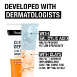 Neutrogena Clear & Defend 2 in 1 Wash-Mask (1x 150ml), Purifying Face Wash and Clay Mask for Oily, Spot-Prone Skin, Face Wash Mask with 1% Salicylic Acid for Clearer Skin and to Help Prevent Breakouts - Image 4