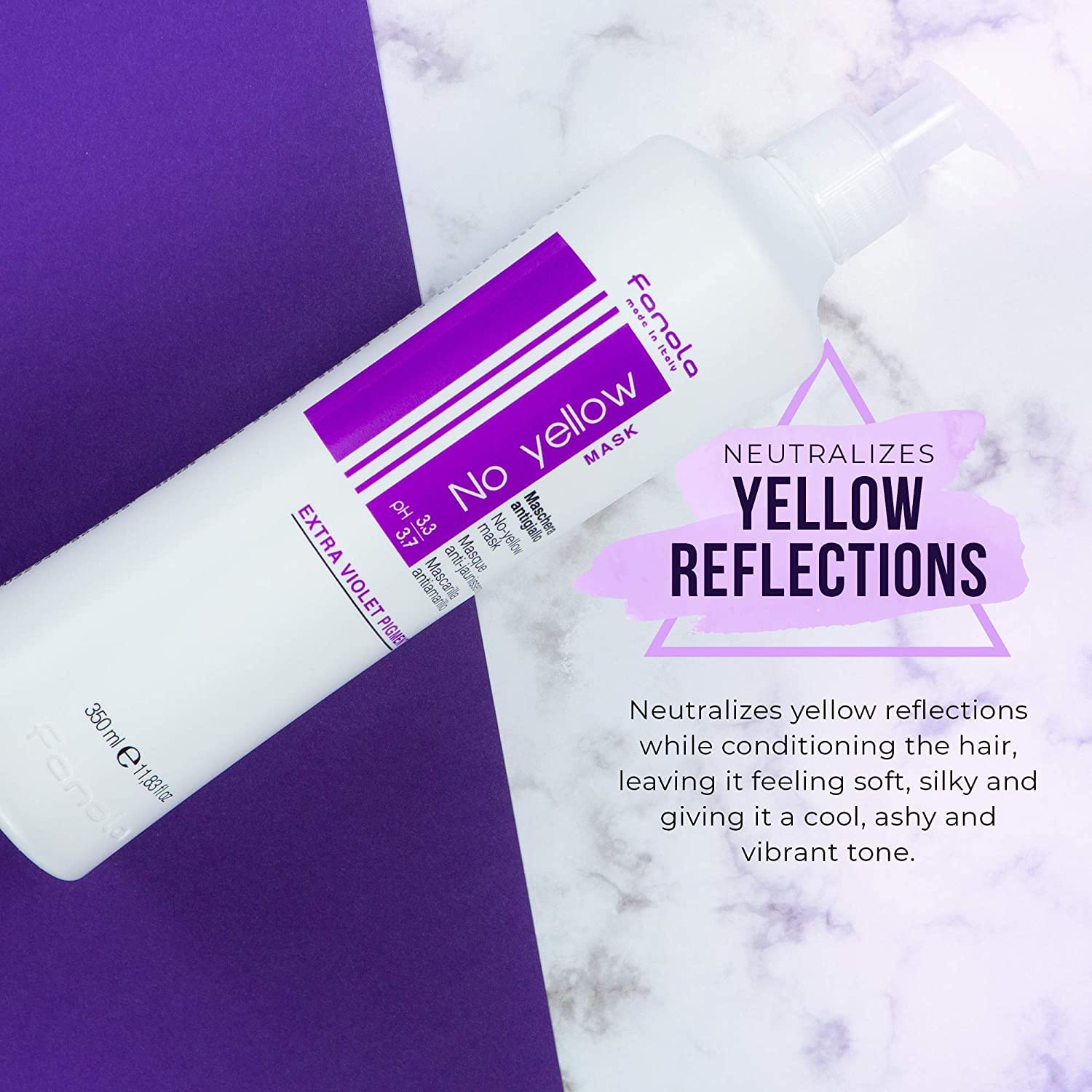 71QPWovXFDL.jpg Fanola No Yellow Mask, Anti-Yellow Mask for Healthy and Vital Blonde Hair, Neutralizes Yellow Tones for Pre-Lightened, Highlighted and Grey Hair, 1000 - Image 3
