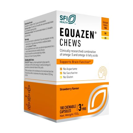 Equazen Childrens Chews, Omega 3 and Omega 6 Supplement, Clinically Researched Blend of DHA, EPA and GLA, Supports Brain Function, Suitable from 3+ to Adult, 180 Strawberry Flavoured Chews