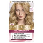 L'Oréal Paris Excellence Crème Permanent Hair Dye, Radiant At-Home Hair Colour with up to 100% Grey Coverage, Pro-Keratin, Up to 8 Weeks of Colour, Colour: 8.3 Natural Golden Blonde